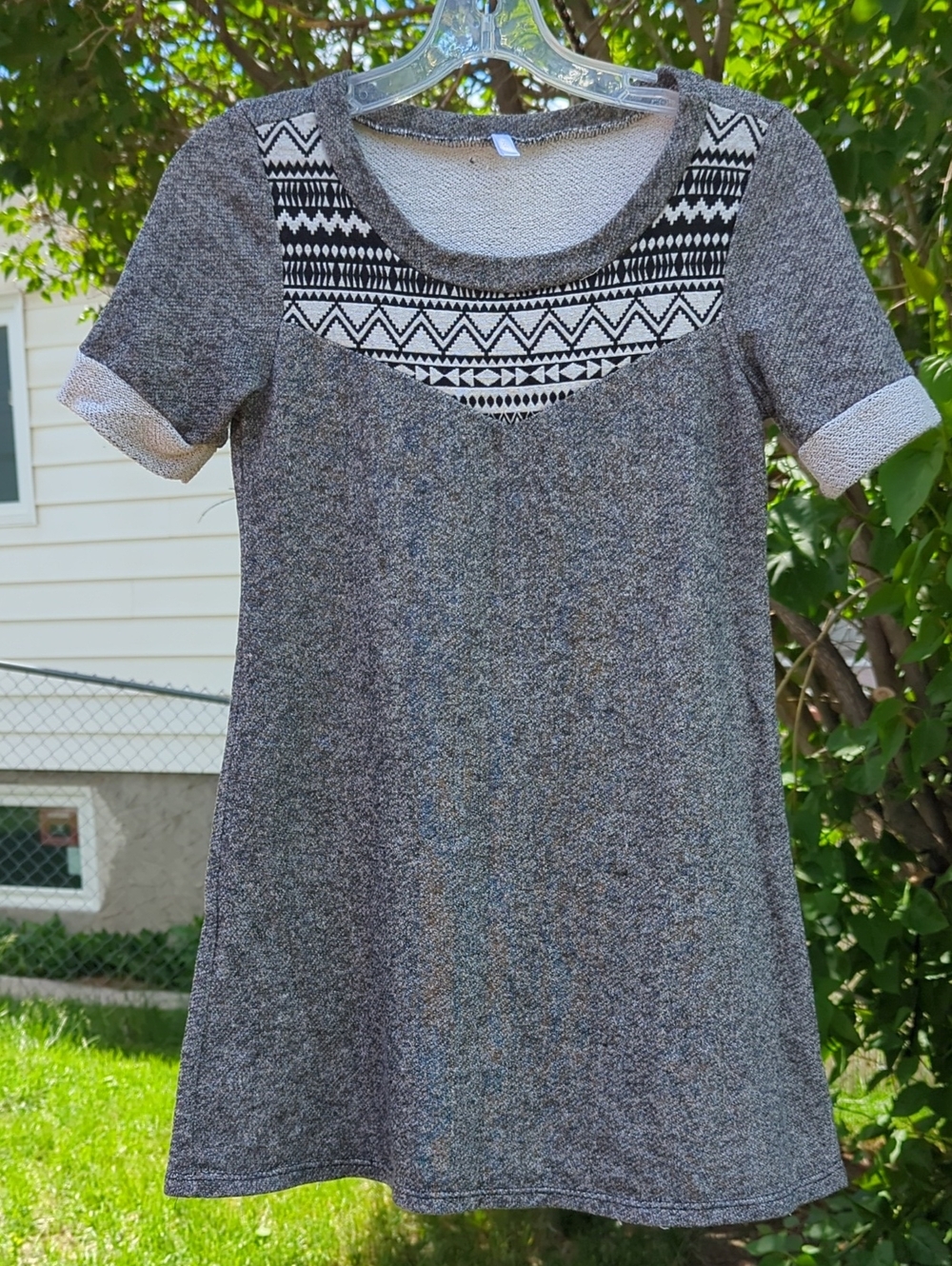 Pink Blush Gray Short Sleeve Sweater Dress/Tunic